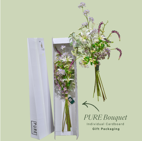 PURE by Jasaco zijden bloemenboeket met individuele kartonnen geschenkverpakking bij FLOVA SILK.